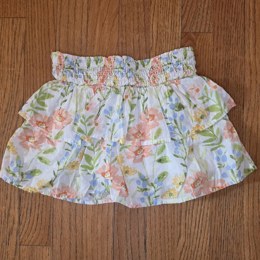 Gymboree Yellow Ruffle Off-Shoulder Top with Floral Skort Set Girls Size 6